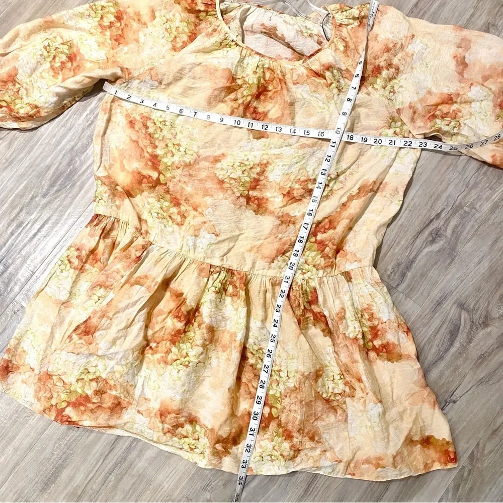 Gorgeous Ballon sleeves boho doll dress w floral gardenia shabby chic vacay vibe - Picture 3 of 8